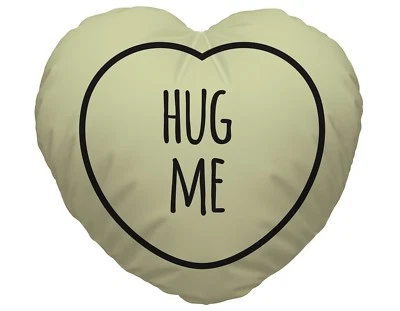 Personalised Yellow Hug Me Design Heart Shaped Cushion Valentines Day Gift - Image 1 of 2