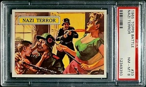 1965 TOPPS BATTLE CARD # 33 ~ NAZI TERROR ~ GRADED PSA 8 NM-MT - Picture 1 of 2