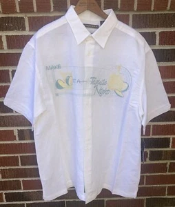 NWT CUBAVERA MEN’S SHIRT XL White Embroidered “Make It A Tequila Night” - Picture 1 of 4