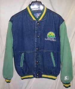 Starter Seattle SuperSonics Denim Jean NBA Basketball Jacket sz Small Sonics - Picture 1 of 5