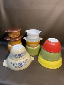 11 PC Vintage Pyrex Lot 404, 403, 402, 475, 444, 474 Mixing Bowls RELISTING