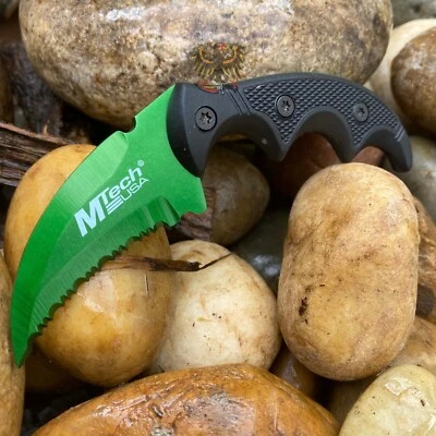 CUCHILLO MTECH FIJO KARAMBIT HAWK ESTILO MILITAR ACERO INOXIDABLE VERDE NEGRO DENTADO Foto 1 de 4