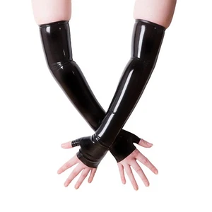 Guantes largos de látex unisex sin dedos guantes largos de goma para fiesta fetiche - Imagen 1 de 2
