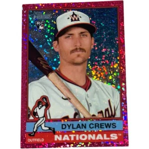 Dylan Crews 2025 TOPPS HERITAGE ROOKIE CHROME PINK SPARKLE #247 NATIONALS - Picture 1 of 5
