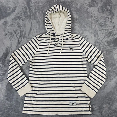 The Black Dog Hoodie Women's Small Cream Navy Stripe Casual Preppy Beach - Image 1 of 4