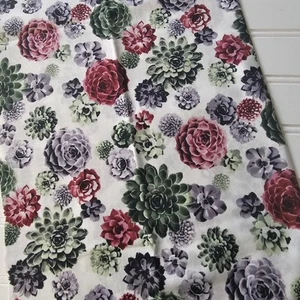 Agave Hoffman California Succulents Floral In White Cotton Fabric 1yd X 44 - Picture 1 of 4