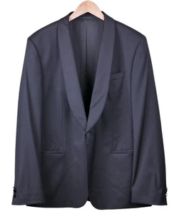 Hugo Boss 'Henry/Glow' Solid Black ITALIAN Wool Shawl 2pc Suit TUXEDO & Pants 44 - Picture 1 of 11