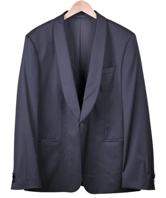 Hugo Boss 'Henry/Glow' Solid Black ITALIAN Wool Shawl 2pc Suit TUXEDO & Pants 44 - Image 1 of 4