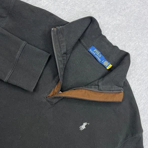 Polo Ralph Lauren maglione uomo grande nero 1/4 zip doppia maglia polo pony - Foto 1 di 12