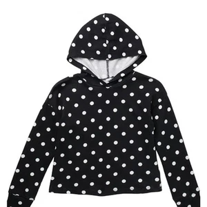 Fleece Polka Dot Printed Pullover Hoodie HARPER CANYON medium girls black white - Picture 1 of 4