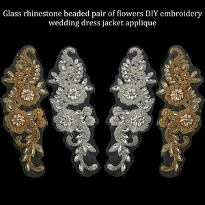 2 Pcs Rhinestone Beaded Bodice Applique Handmade Beaded Crystal Patches stXSs - Picture 1 of 22