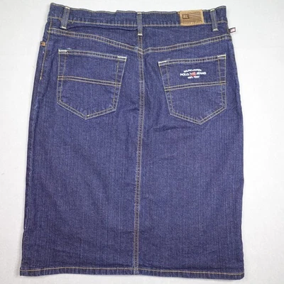 Vintage Polo Ralph Lauren Pencil Skirt Womens 12 Y2K jean denim pockets logo - Image 1 of 4