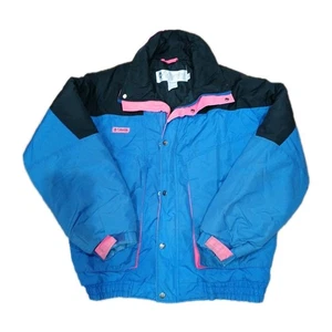 Vintage Columbia Powder Keg Skijacke Herren Small blau schwarz pink 90s Mantel - Bild 1 von 16
