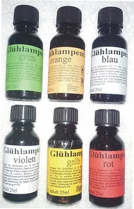 10ml/25ml/100ml 189€/120€/95€ jeL Glühlampen Tauchlack rot grün gelb blau orange - Bild 1 von 2
