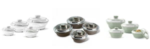 4PC Glass Lid Plastic Hot Pot Thermal Insulated Casserole Food Warmer JAYPEE NYR - Picture 1 of 17