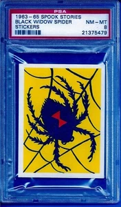 1963-65 Leaf Spook Stories Sticker Black Widow Spider Psa 8 - Picture 1 of 1