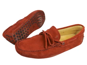 Tods Tod's Gommino Driving Shoes Mens 7 US 8 Red Suede Suede Loafer Moccasin - Picture 1 of 11