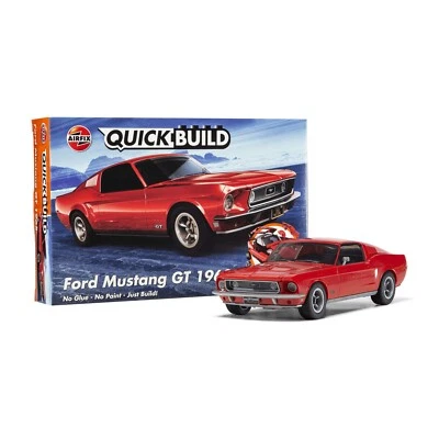 Airfix Quickbuild Ford Mustang GT 1968 Rossa Kit Montaggio Facile Modellino Auto - Immagine 1 di 4