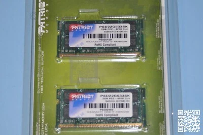 PSD22G533K  Patriot 2GB Kit (2 X 1GB) PC2-4200 533 MHZ Laptop SoDimm Memory - Image 1 of 4