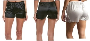 MUJERES SATINADO SEDOSO LISO ENCAJE INSERTO SATÉN PANTALONES CORTOS BOXER ROPA INTERIOR PJ SUEÑO S M L - Imagen 1 de 2