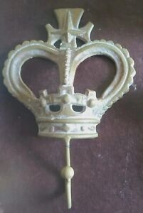 Cast Iron Coat Hook Gold Wall Hook Plaque Royal Crown Queen King Hanger 10" X 7"