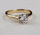 1 Ct Round Lab-created Moissanite Wedding Solitaire Ring 14k Yellow Gold Plated