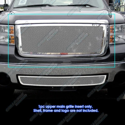 Se adapta a 07-13 GMC Sierra 1500 nueva carrocería superior acero inoxidable cromo malla rejilla inserto Foto 1 de 3