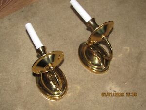 2 BRASS SCONCES 1 LIGHT EA. A-1 WIRING FINIAL AND THREADED TUBES 3/8 WITH NUTS