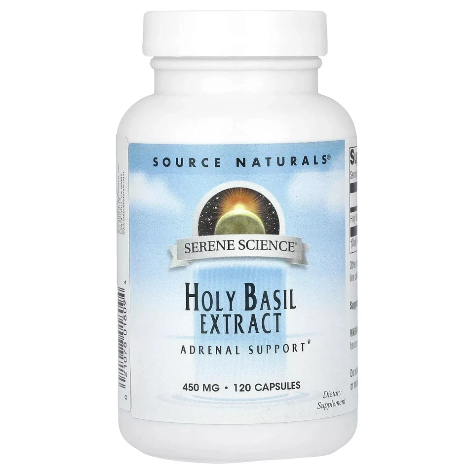 Extracto de albahaca sagrada Source Naturals 450 mg 120 cápsulas sin lácteos, sin huevo, Foto 1 de 1