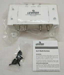 Interruptor múltiple Leviton 47691-3MS 3X4 para satélite con manual y hardware - Imagen 1 de 3