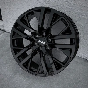 Gloss Black GMC Sierra Denali Style Wheels  22X9" FITS: 2000-2025 SIERRA/YUKON - Picture 1 of 6