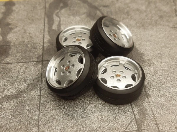 SD MODELCARTUNING SD Felgen 16 Zoll "ALU" Porsche C2 silber 32mm 1:18 Modellauto Tuning