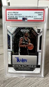 2022 Prizm Blake Wesley Rookie Signatures White Sparkle 1/1 PSA 9 - Zdjęcie 1 z 2