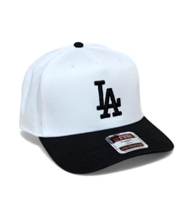 Gorra de béisbol 3D Emobroided LA OTTO Snapback blanca con billete negro curvo NUEVA - Imagen 1 de 14