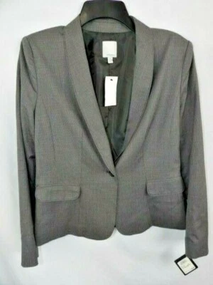 Halogen Grey Pin Check One Button Blazer NWT Size 10P - Image 1 of 4