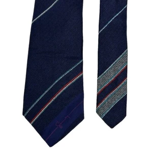 Corbata Givenchy Paris Seda Cuello 57"x3" Azul Marino con Rojo Blanco Verde azulado Rayas De Colección - Imagen 1 de 7