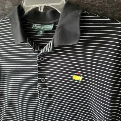 Polo Masters Collection Para Hombre M Blanco y Negro Rayas Pima Algodón Manga Corta Foto 1 de 4