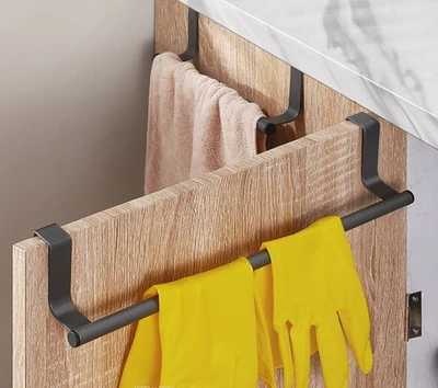 Geschirrtuchhalter Küche Tür Handtuchstange Schwarz Handtuchhalter Schranktür - Bild 1 von 4