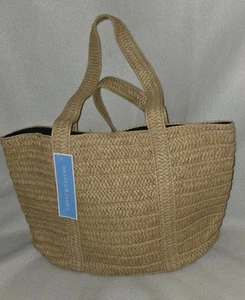 Draper James Woven Straw Beach Pool Summer Tote Bag Beige. NWT - Picture 1 of 13