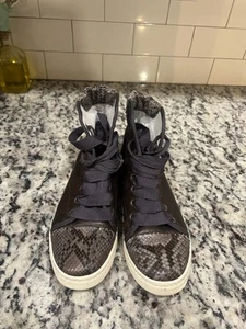 LANVIN - Leather Suede Grunge Hi-Top Sneakers 37 - Picture 1 of 6