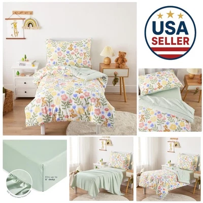 - Juego de cama floral para niños pequeños para niñas, lindas flores botánicas coloridas, 4 pi... Foto 1 de 4