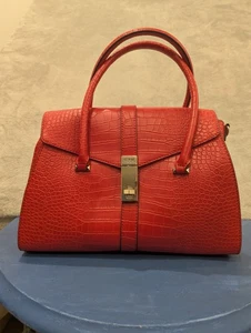 Guess Asher Red Moc Croc Satchel Bag With Strap Great Condition - Picture 1 of 10