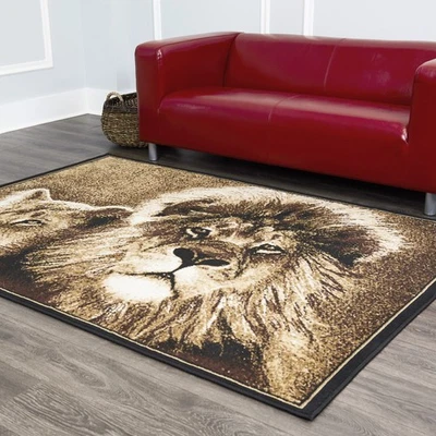 NEW African Lion Beige Area Rug 4x6 Animal King Carpet - Actual 3' 7" x 5' 3" - Image 1 of 4