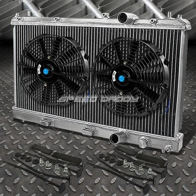 RADIADOR ALUMINIO 2 FILAS + VENTILADOR 2X 9" NEGRO PARA 95-99 DODGE/PLYMOUTH NEÓN 2.0L l4 Foto 1 de 4