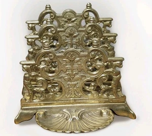 💌Art Nouveau Italia Organizador de Escritorio de Latón Doble Soporte para Cartas Plato Adornado - Imagen 1 de 13