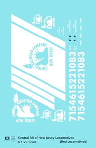 K4 G 1:29 Scale Decals CNJ Jersey Central Lines Diesel Locomotive White - Picture 1 of 7