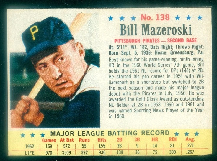 1963 Post #138 Bill Mazeroski Ex Foto 1 de 1