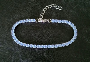 🦋 BRACCIALE TENNIS 7-9" 316L ACCIAIO INOX CHIRURGICO SIM'D TANZANITE ZIRCONI BLU - Foto 1 di 10