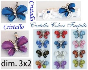 SET N.50 PENDENTE-CIONDOLO FARFALLA CRISTALLO Cm.3x2 BOMBONIERA in COLORI MISTI - Picture 1 of 1