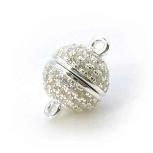 Sterling Silver Round Pave Clasp - Magnetic Clasp (Sold per clasp) - Picture 1 of 4